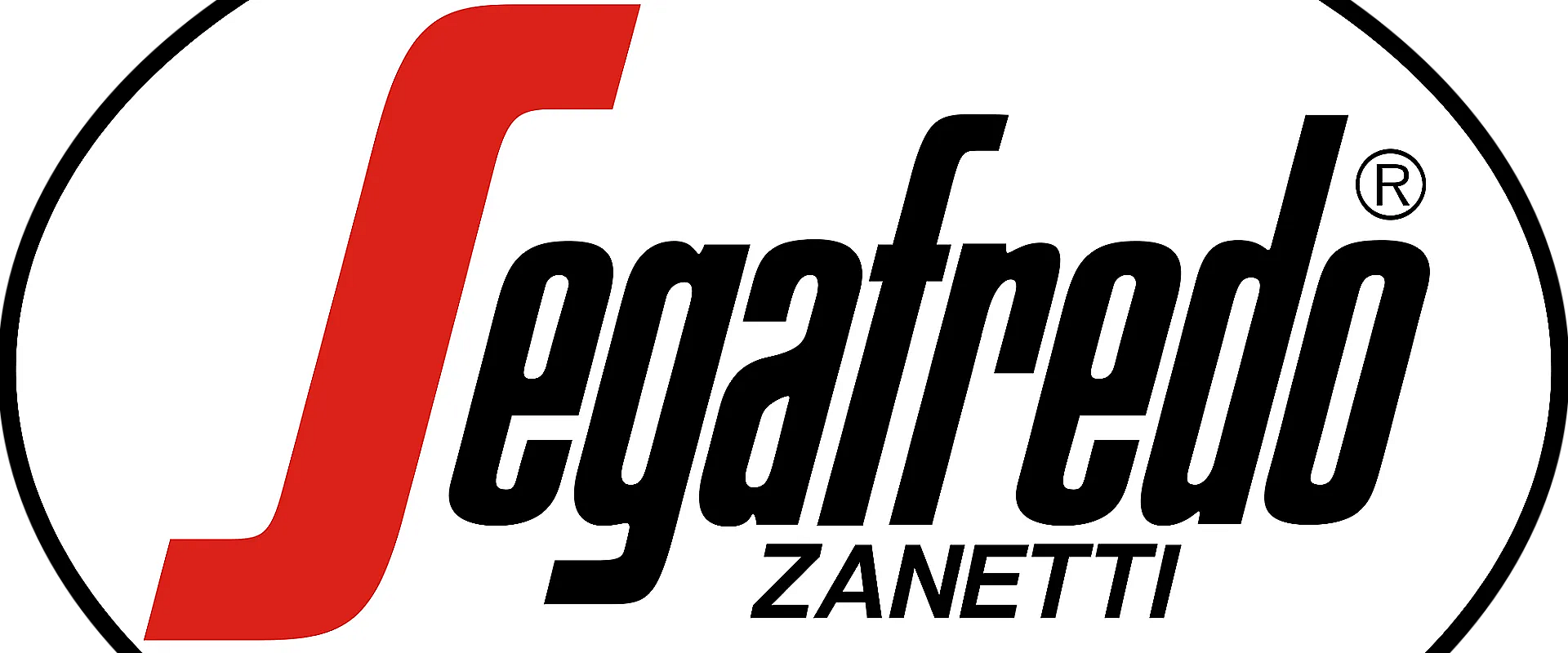 Das Bild zeigt das Markenlogo von Segafredo Zanetti in roten und schwarzen Buchstaben auf einem weißen Hintergrund.