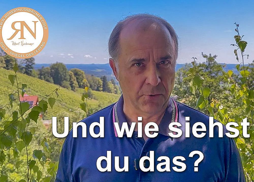Ein Mann steht vor einer grünen Landschaft mit Bäumen und Wiesen. Ein Logo ist in der Ecke, und der Text "Und wie siehst du das?" steht im Bild.